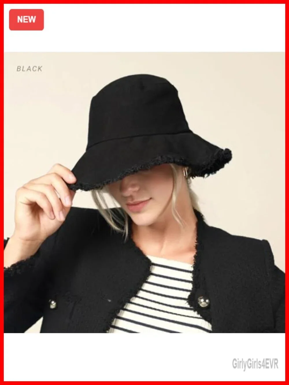 Frayed Bucket Hat - Trendy Washed Cotton Wide Brim Boonie Outdoor Sun Hat
